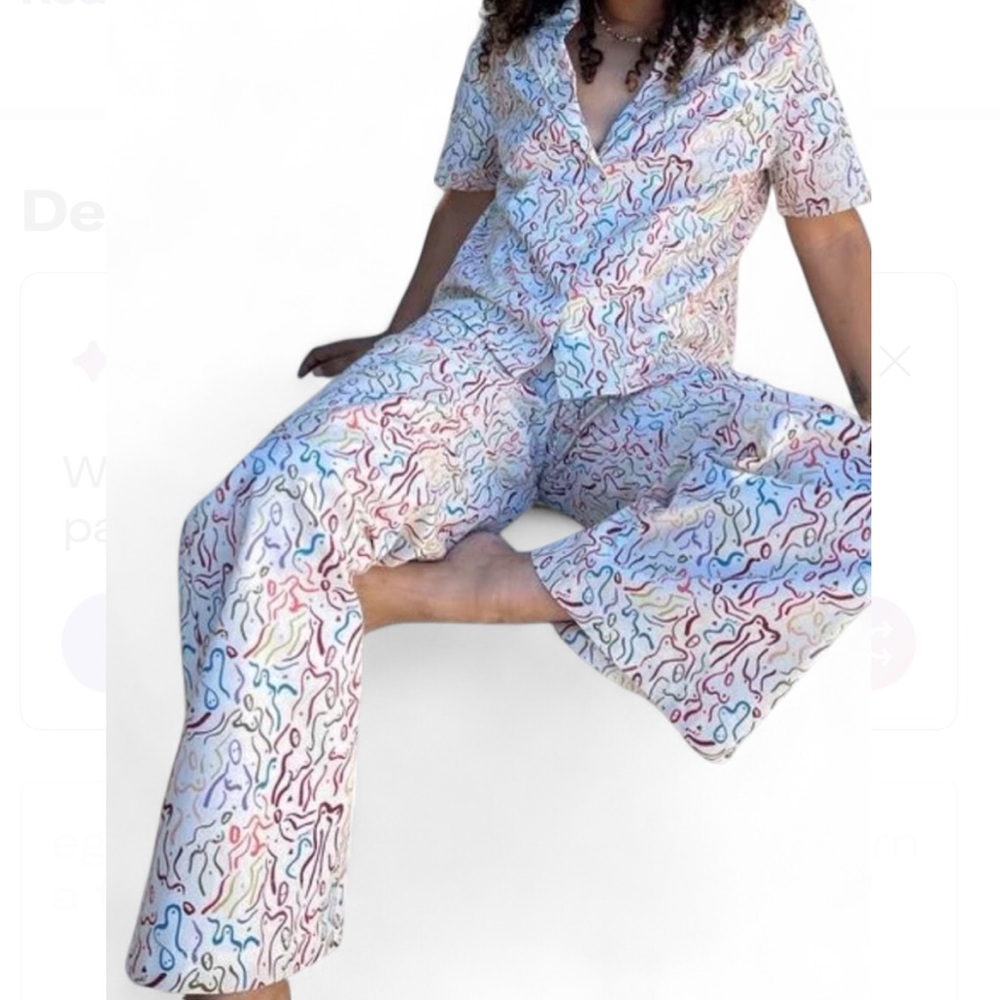Lisa Says Gah Nudes Print Pajama Set - Alex Pant & Dakota Shirt - Small